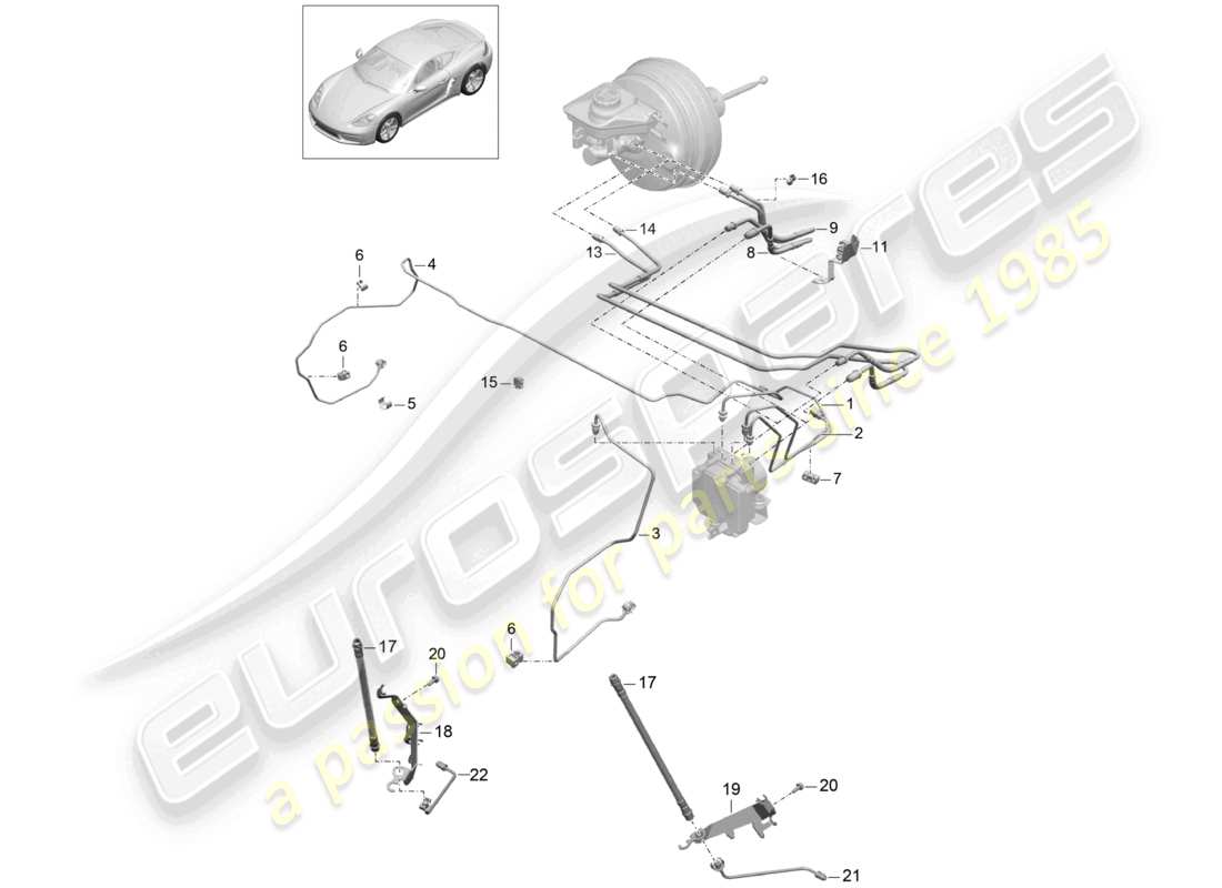 porsche 2023 (718 cayman) brake line front front end part diagram