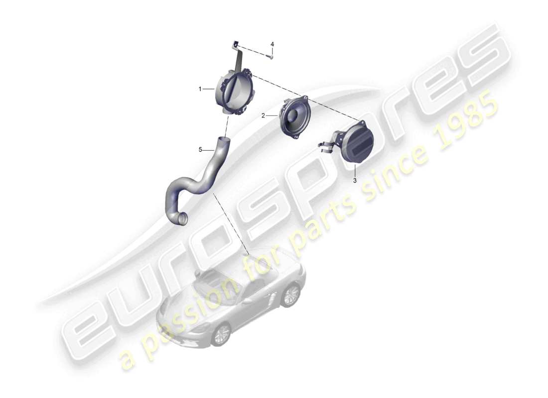 porsche 2025 (718 boxster) sound actuator for engine sound system part diagram