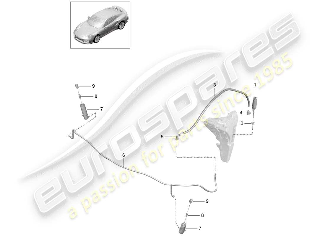 porsche 2018 (991-2 turbo) headlight washer system part diagram