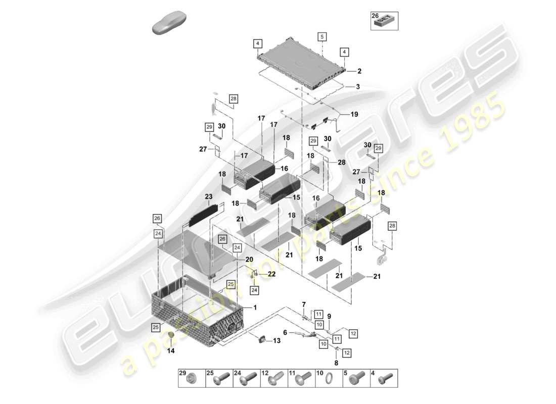 porsche 2024 (panamera 971-2) high-voltage battery hybrid individual parts part diagram