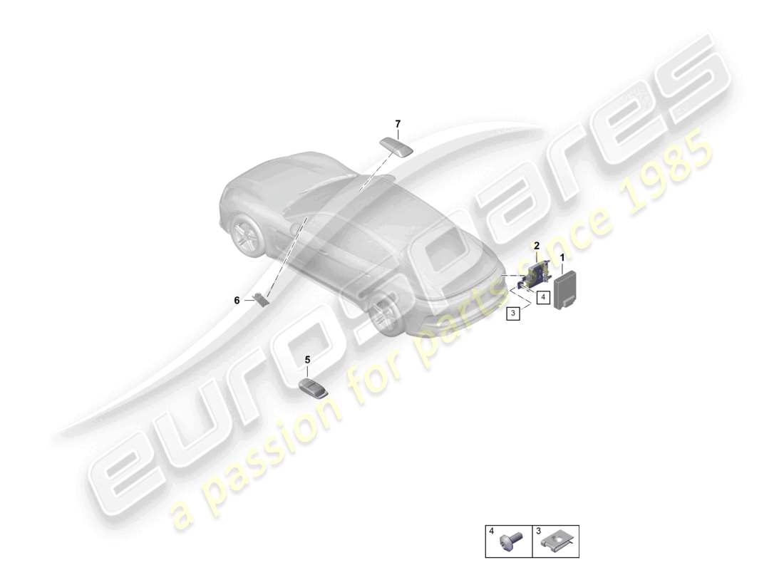 porsche 2025 (panamera 976) control and receiver unit for radio-controlled aux. heater chip card reader for road toll system part diagram