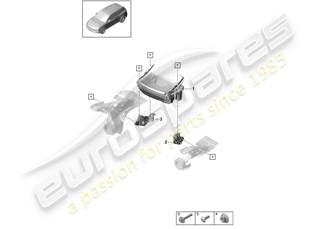 porsche 2024 (cayenne e3 9ya/9yb) head-up display parts diagram