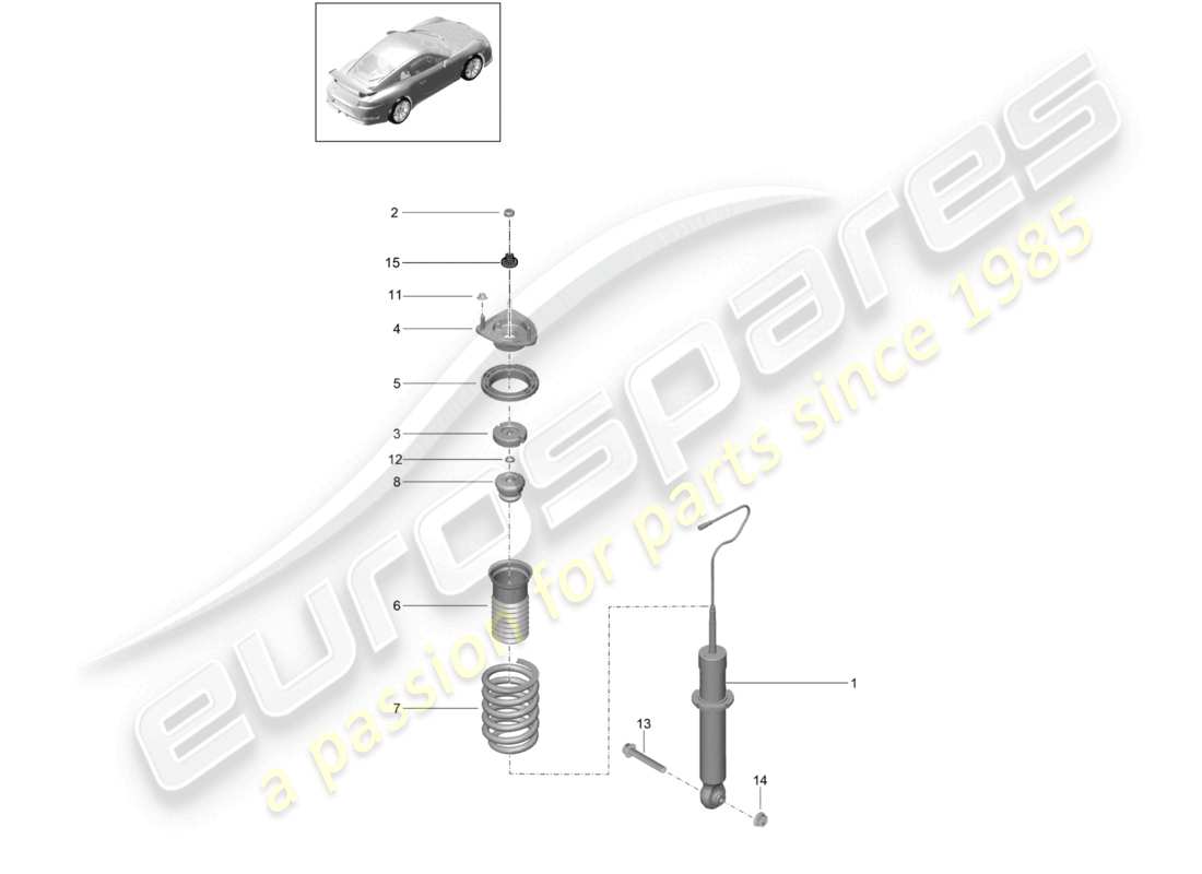 porsche 2021 (991-2 r/gt3/rs) shock absorbers coil spring speedster part diagram