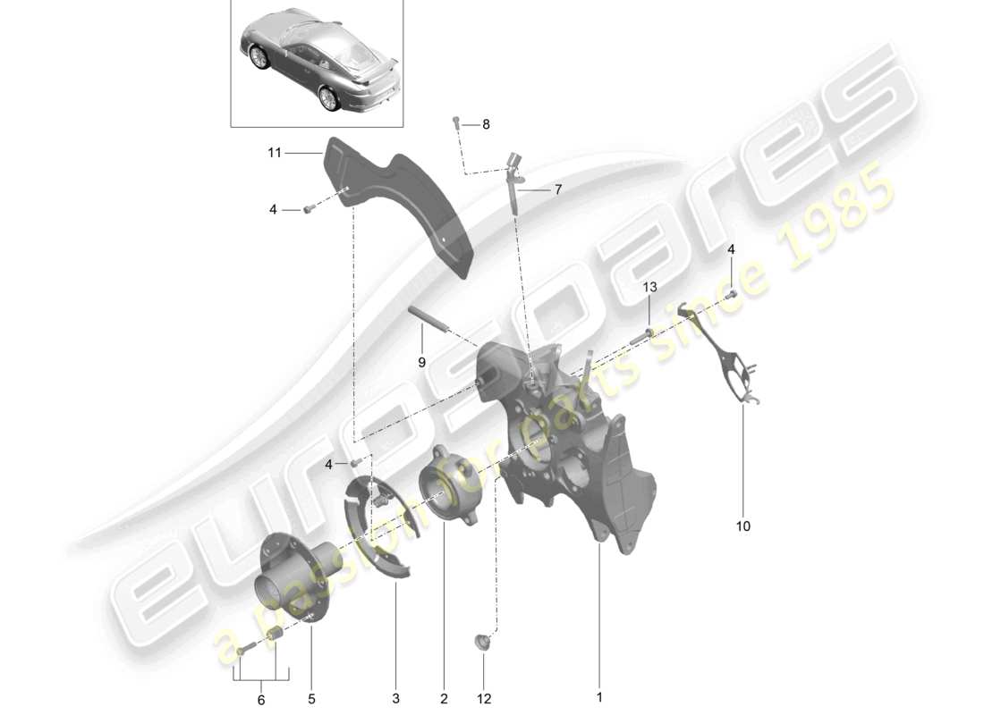 porsche 2021 (991-2 r/gt3/rs) wheel carrier wheel hub d - mj 2019>>speedster part diagram
