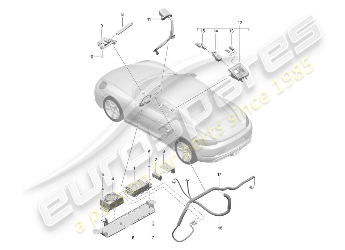 porsche 2022 (718 cayman) for models with telephone and emergency call part diagram