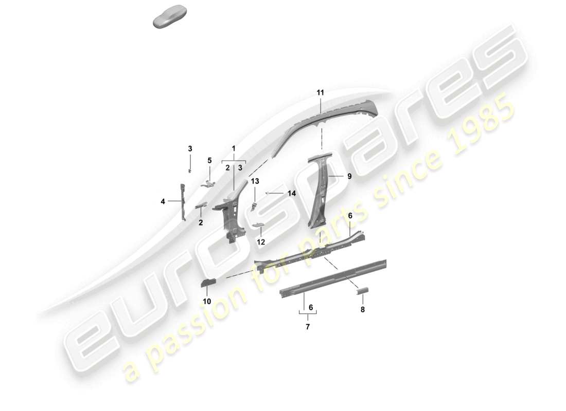 porsche 2025 (taycan 9j1-2) side panel, inner front, outer part diagram