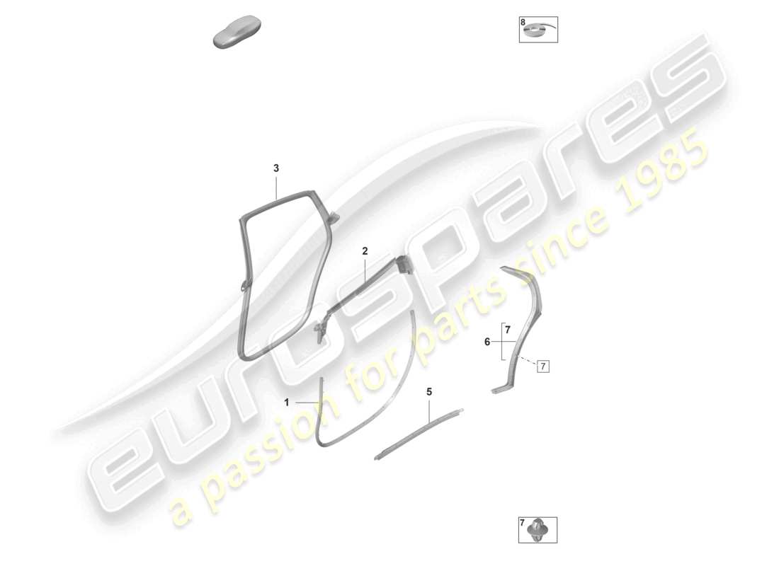 porsche 2021 (taycan 9j1-1) doors rear accessories gaskets part diagram