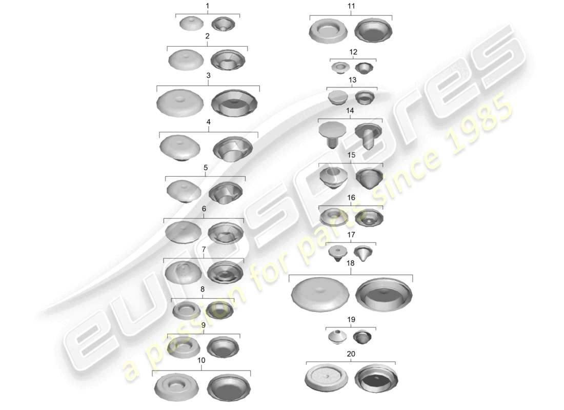 porsche 2021 (991-2 r/gt3/rs) bungs part diagram