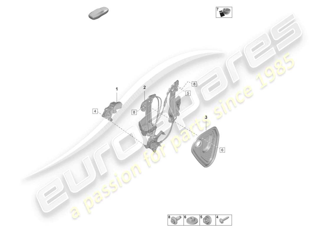 porsche 2023 (taycan 9j1-1) window regulator rear part diagram