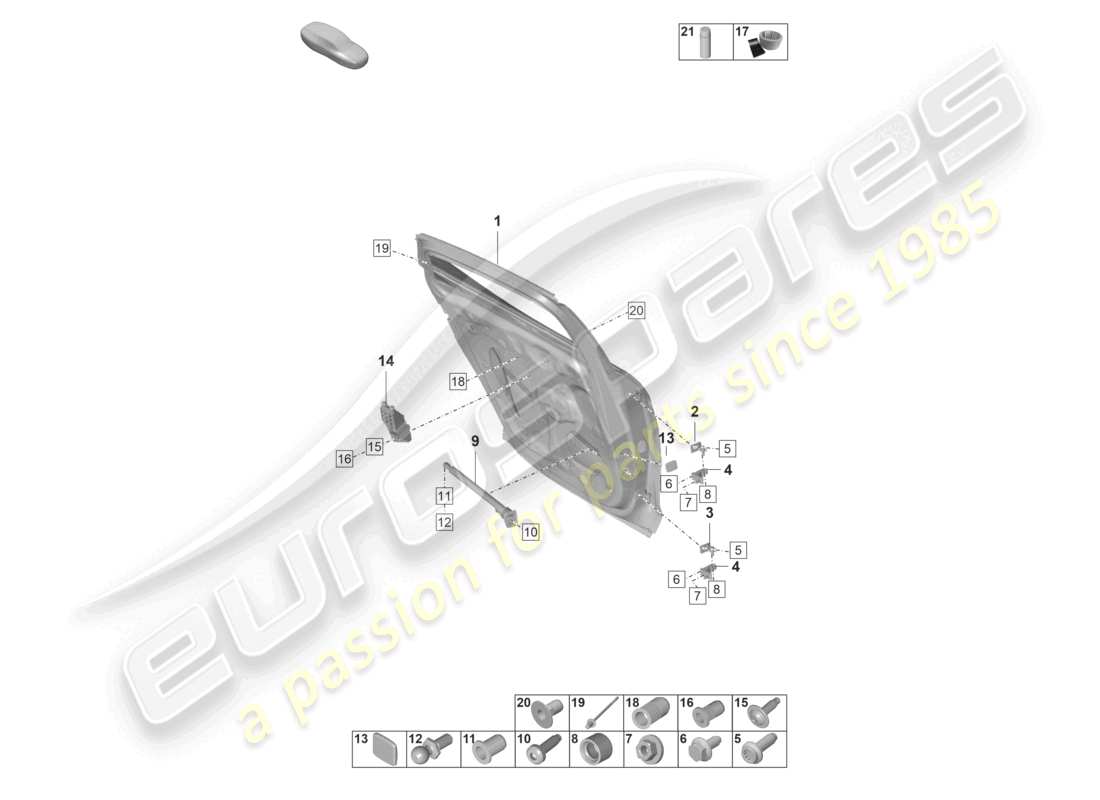 porsche 2022 (panamera 971-2) door shell rear part diagram