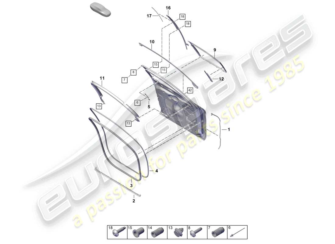 porsche 2026 (panamera 976) doors front seal accessories part diagram