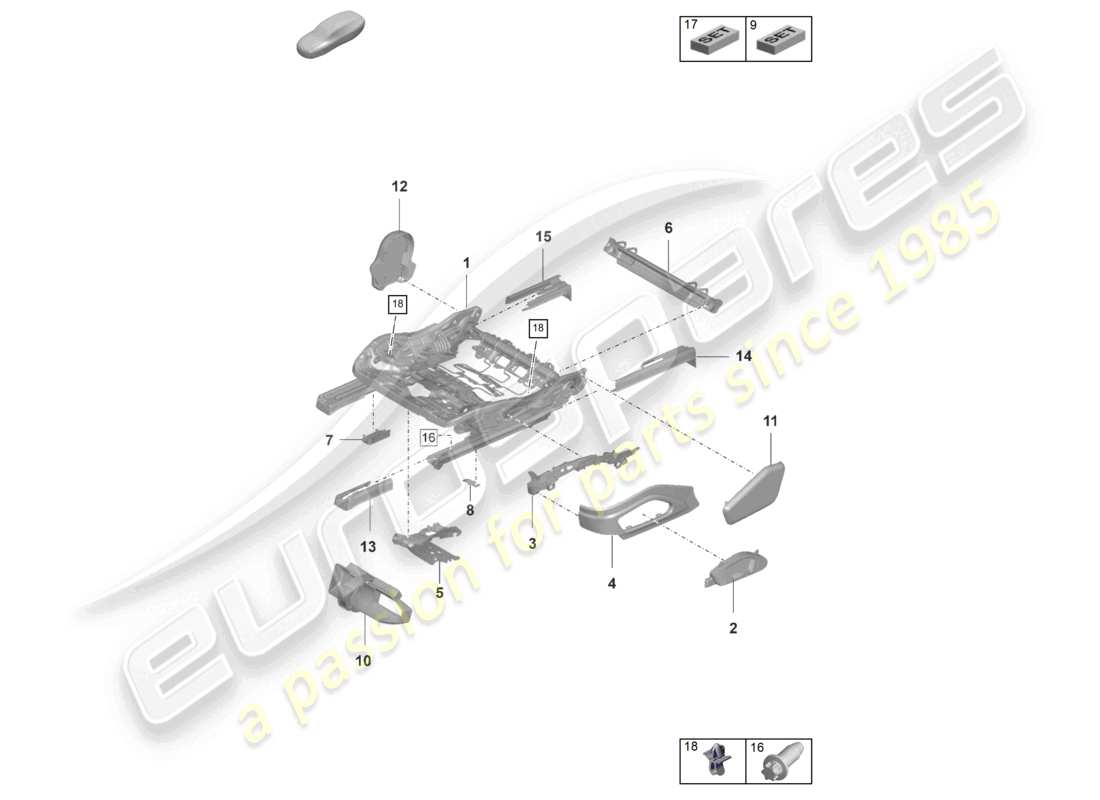 porsche 2021 (panamera 971-2) seat frame comfort seat sports seat part diagram