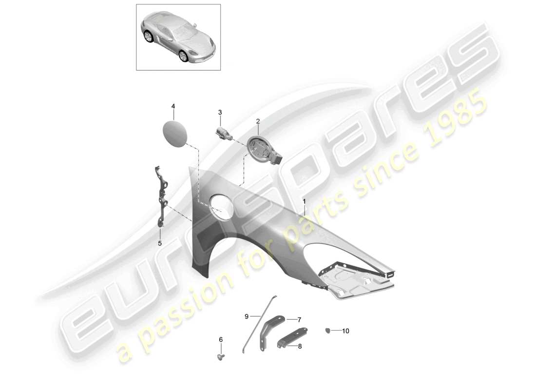 porsche 2021 (718 cayman) wing part diagram