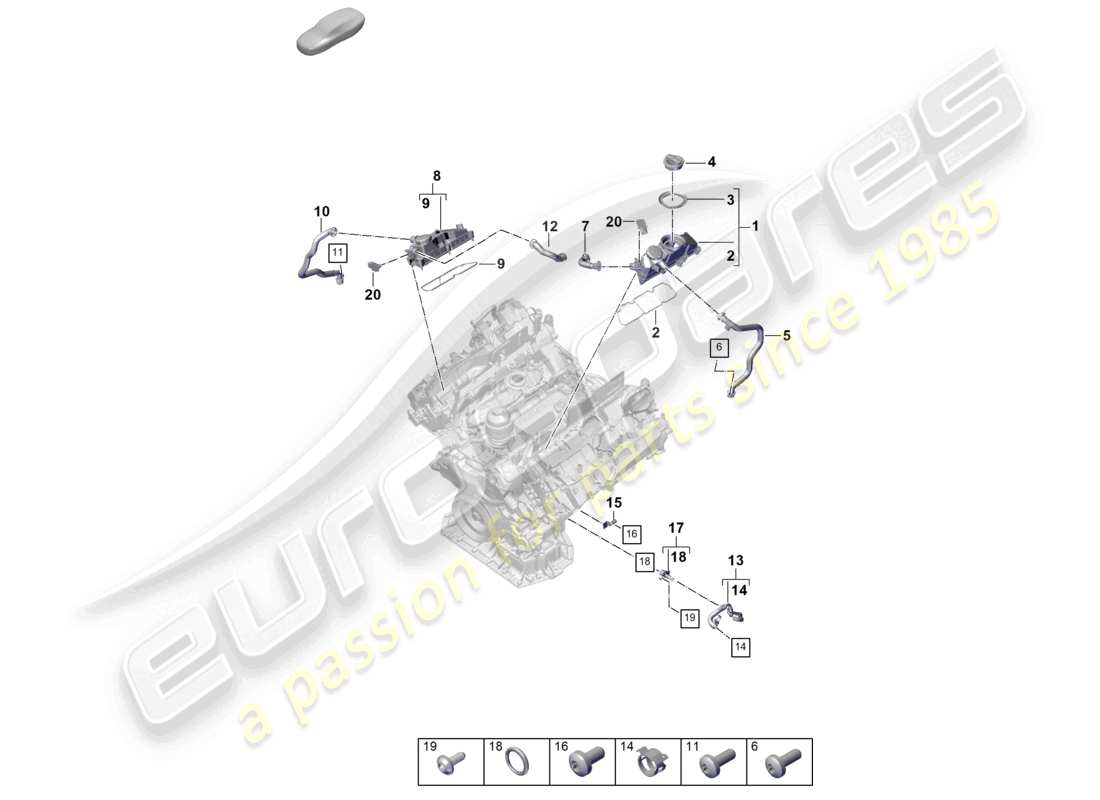 porsche 2026 (panamera 976) ventilation for cylinder block oil separator part diagram
