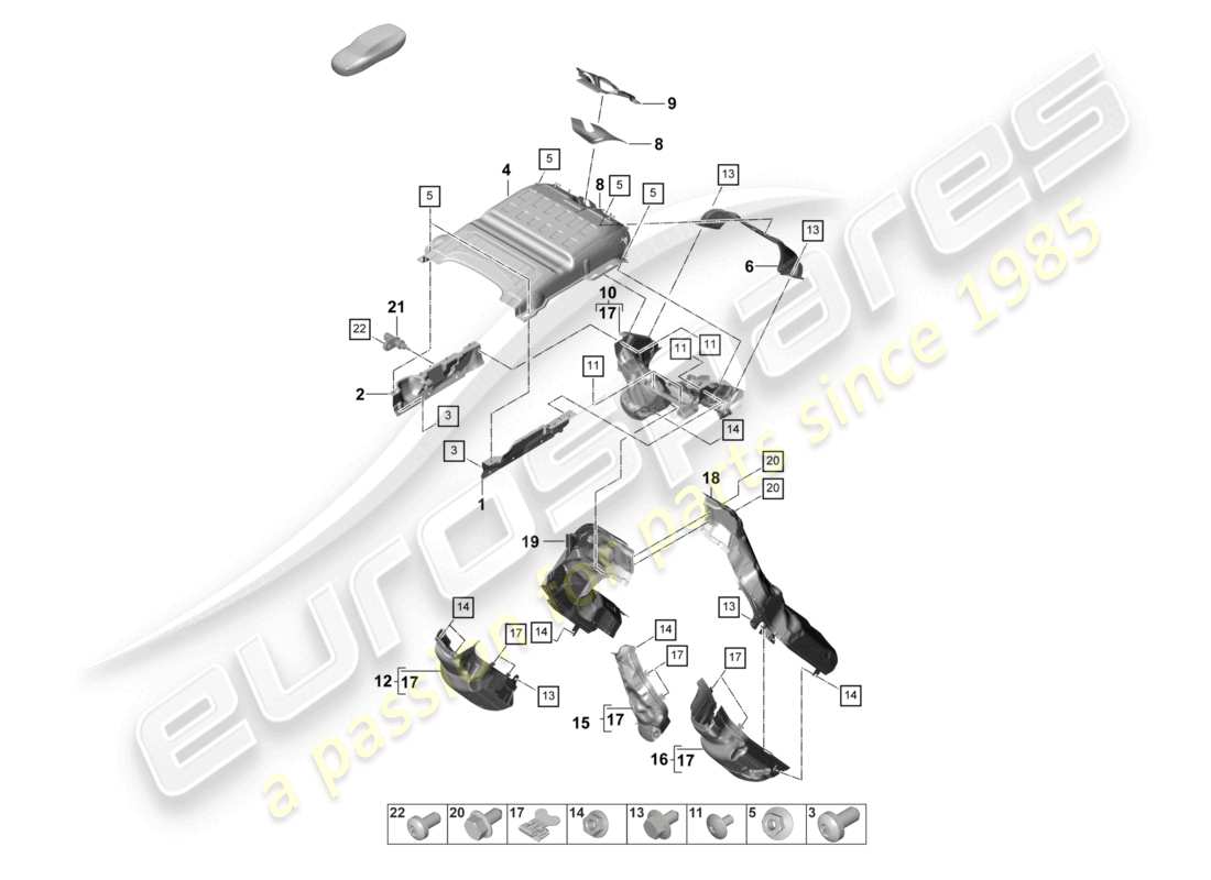 porsche 2022 (panamera 971-2) exhaust system heat insulation air guide channel part diagram