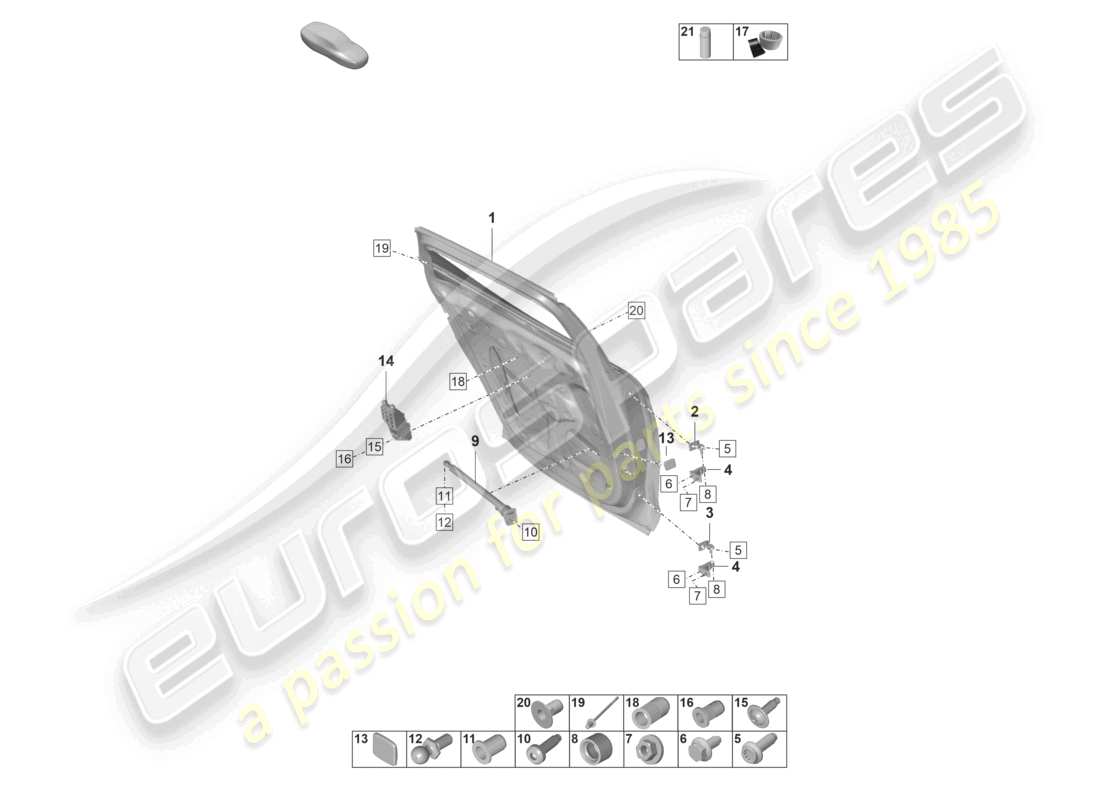 porsche 2022 (panamera 971-2) door shell rear part diagram