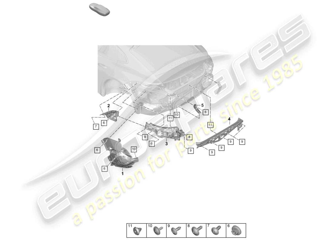 porsche 2024 (panamera 976) fasteners rear bumper part diagram