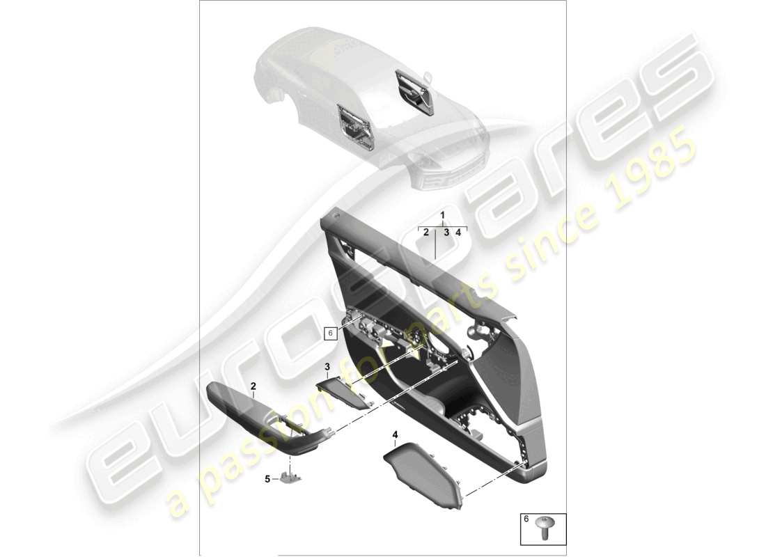 porsche 2024 (panamera 976) door trim panels front doors for vehicles with leather/dinamica equipment part diagram