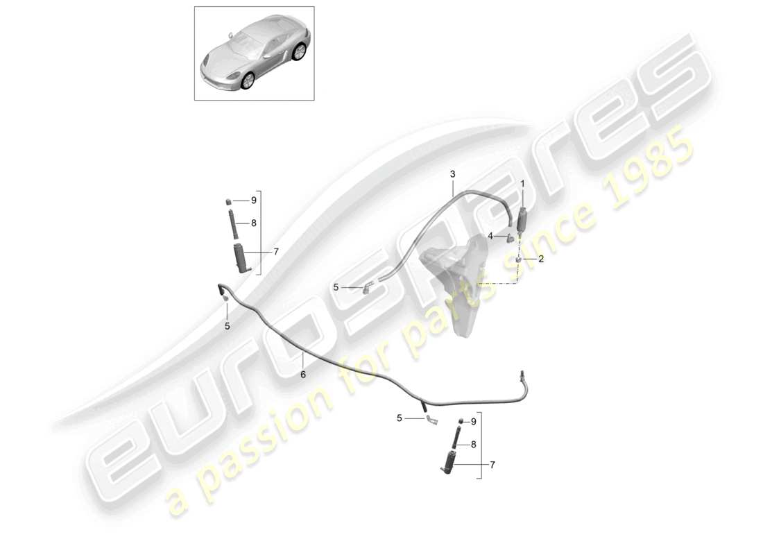 porsche 2021 (718 cayman) headlight washer system part diagram