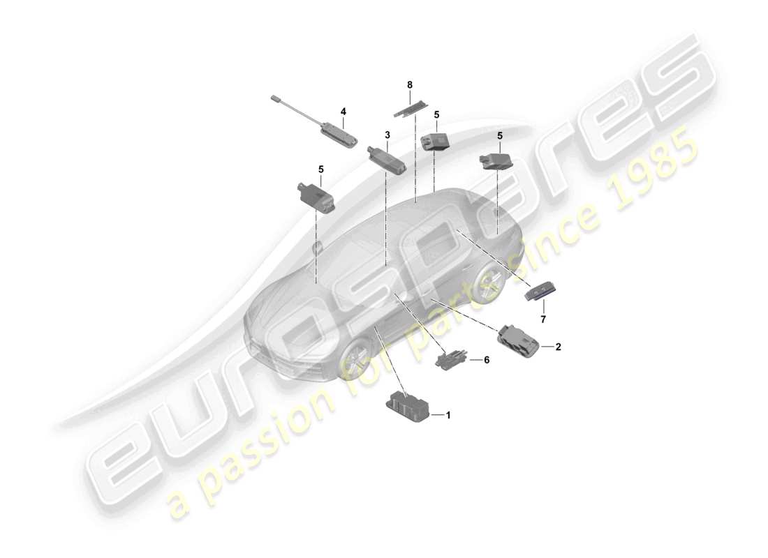 porsche 2024 (panamera 976) interior light roof trim footwell light glove box centre console luggage compartment exterior mirror part diagram