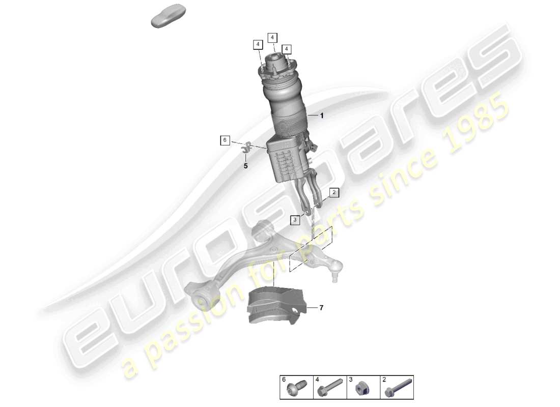 porsche 2025 (panamera 976) air suspension suspension strut complete part diagram