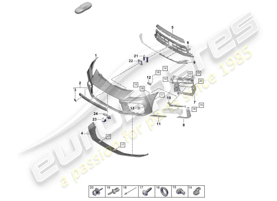 porsche 2024 (panamera 976) bumper front part diagram
