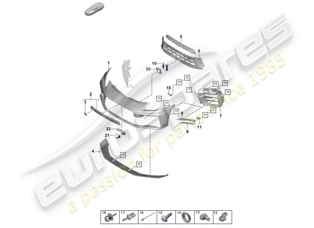 porsche 2024 (panamera 976) bumper front part diagram
