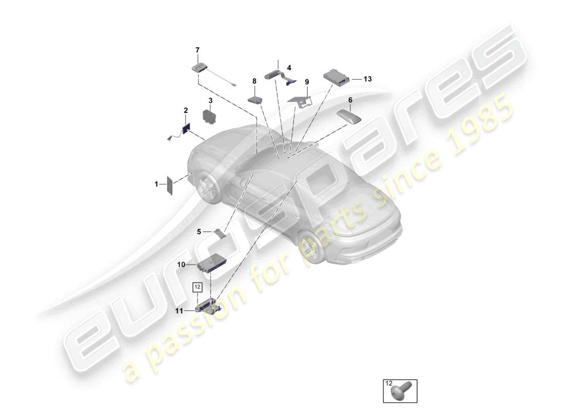 porsche 2024 (panamera 976) aerial front part diagram