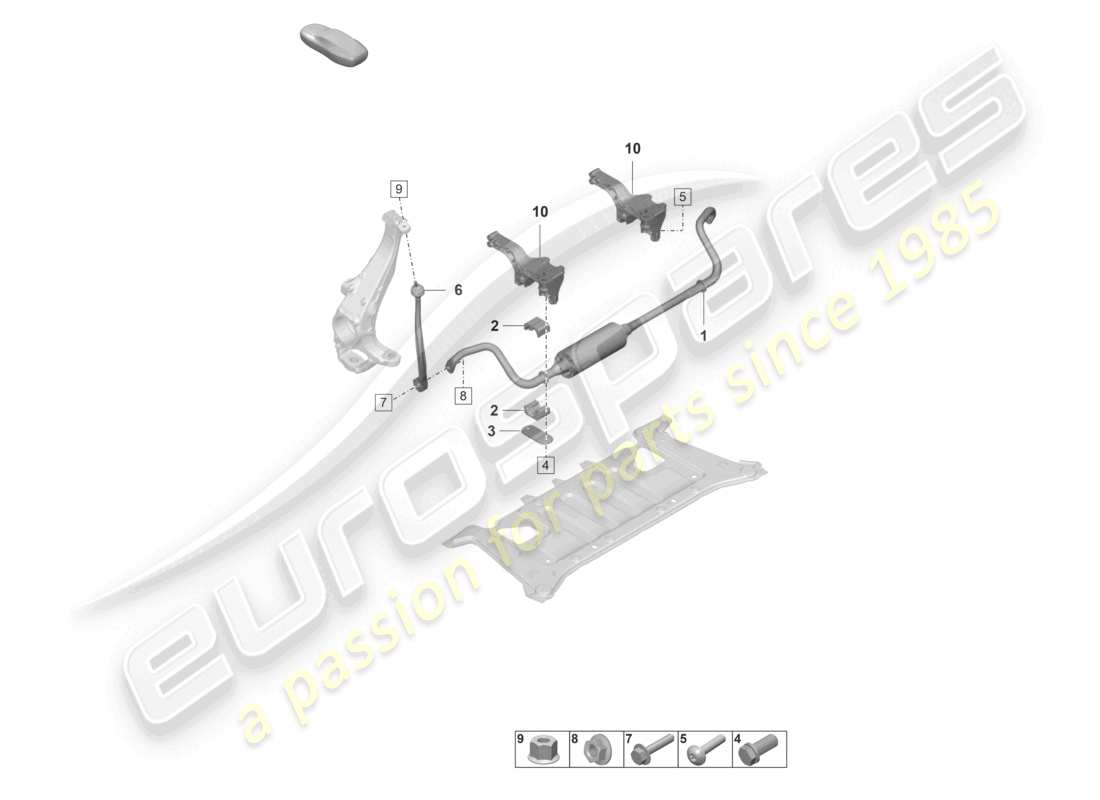 porsche 2022 (taycan 9j1-1) anti-roll bar for vehicles with electronic roll stabilisation part diagram