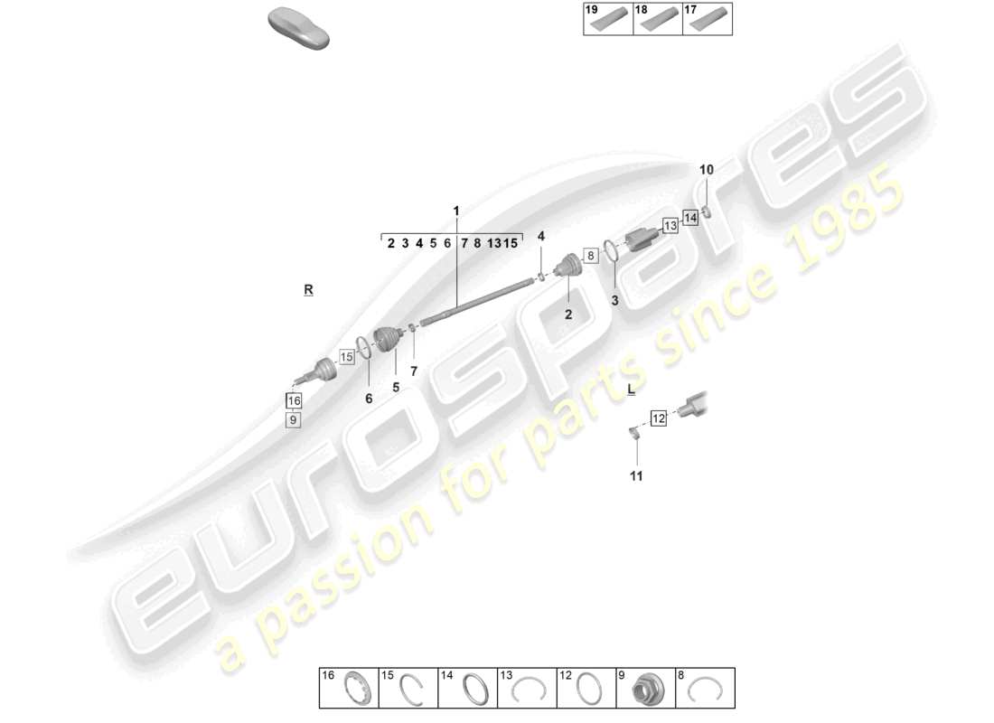 porsche 2023 (taycan 9j1-1) drive shaft front axle part diagram