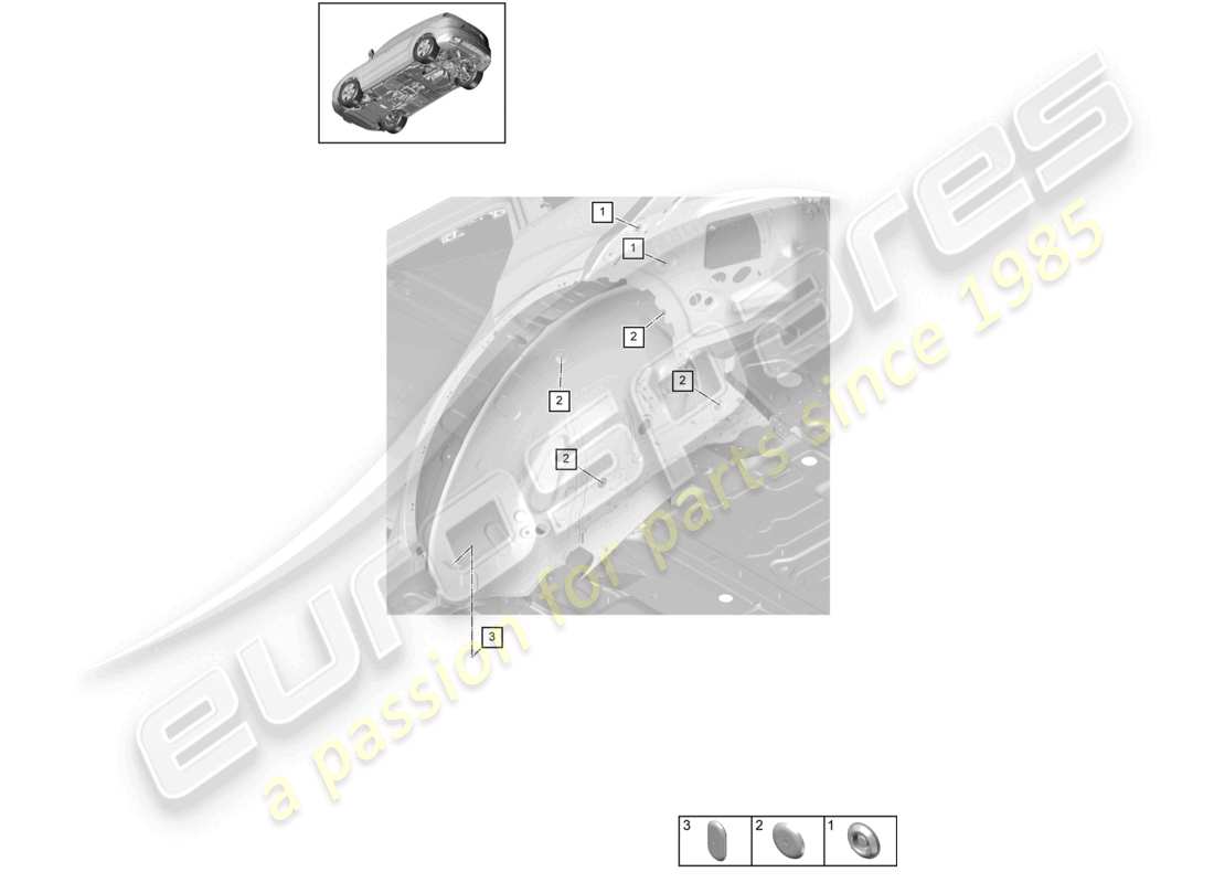porsche 2021 (cayenne e3 9ya/9yb) bungs side rear left parts diagram