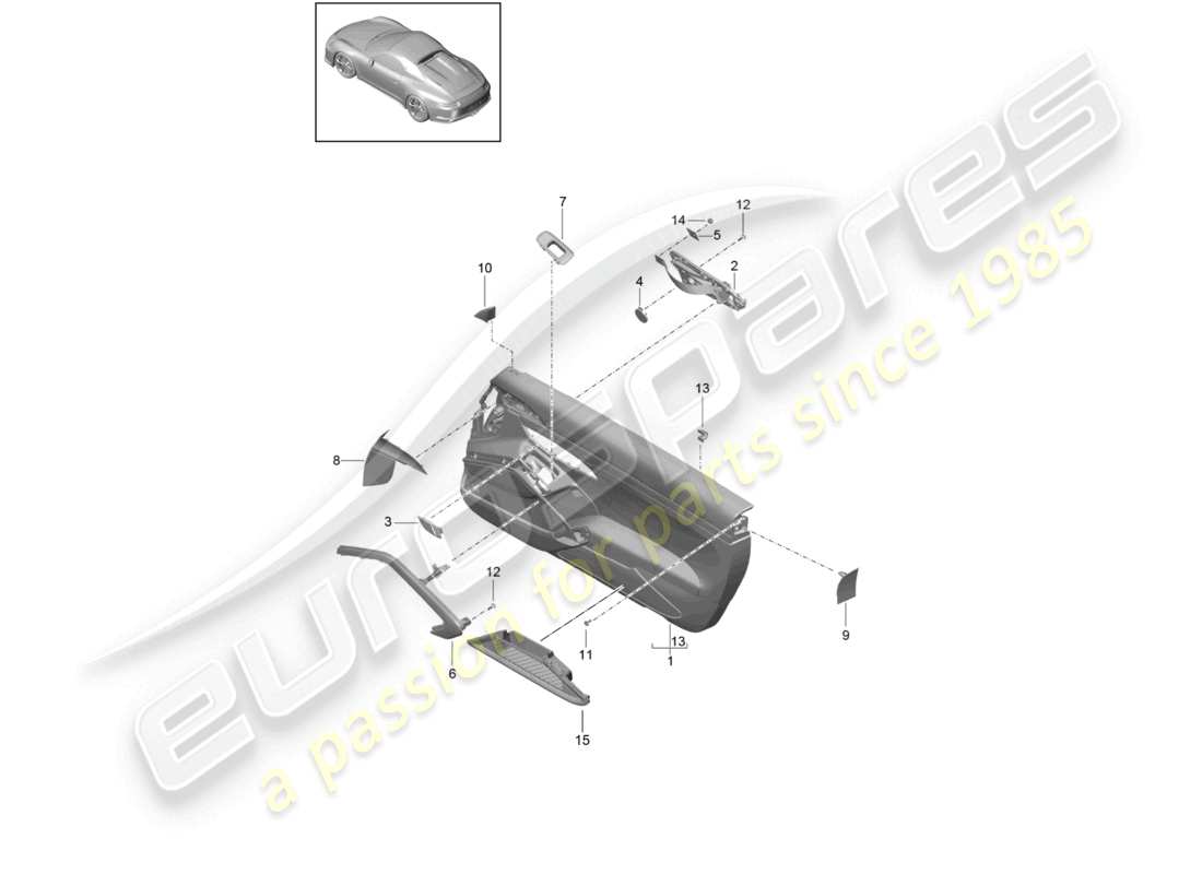 porsche 2021 (991-2 r/gt3/rs) door panel accessories for models with leatherette trim speedster part diagram