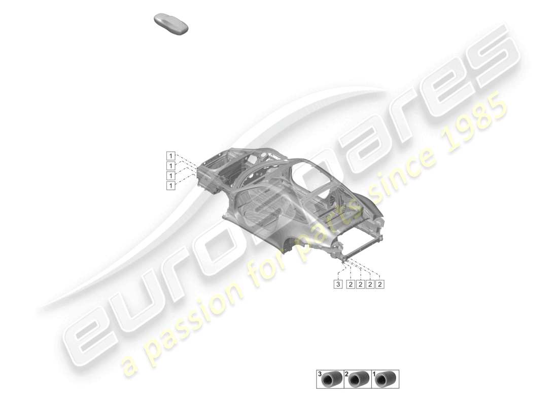 porsche 2022 (992-1 turbo / s) shock absorber mounting front and rear front end rear end part diagram
