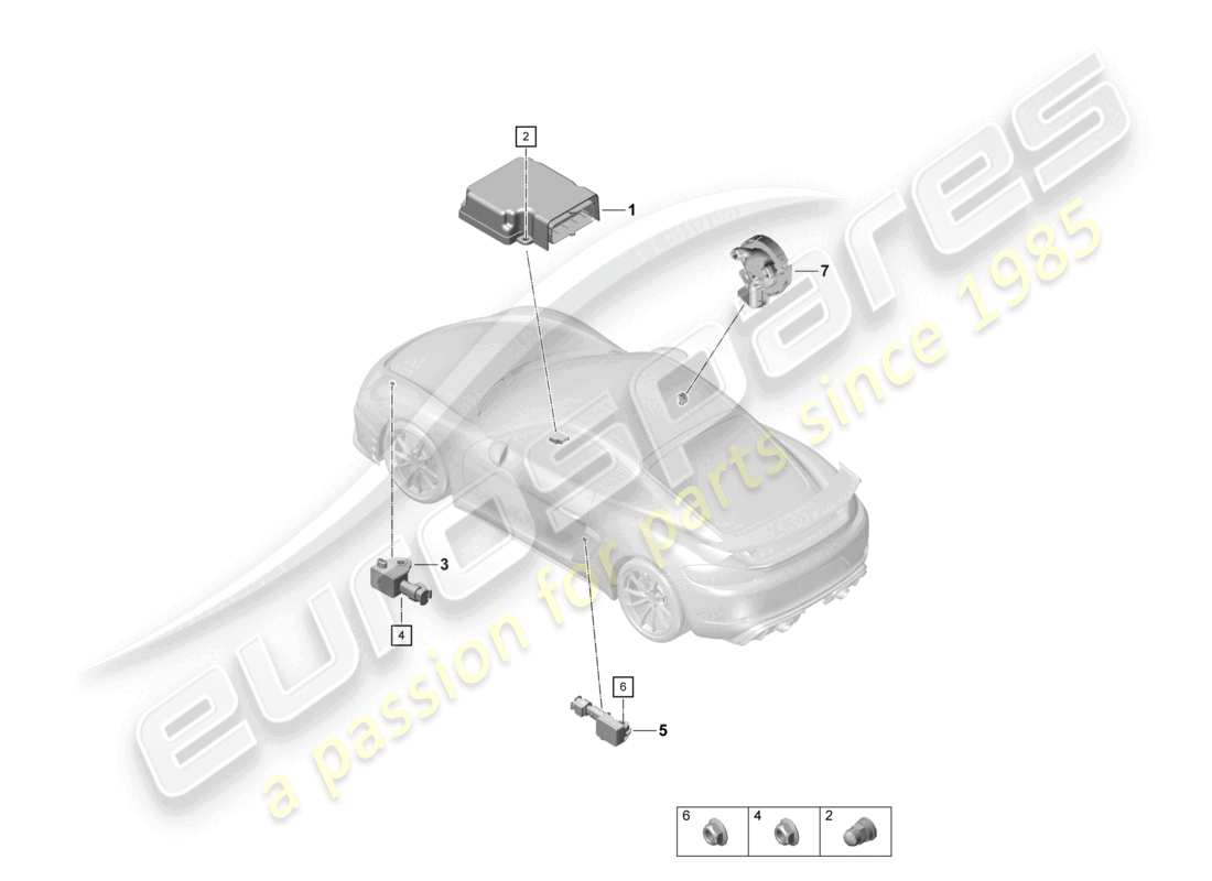 porsche 2022 (718 cayman gt4) control unit for airbag pressure sensor airbag part diagram