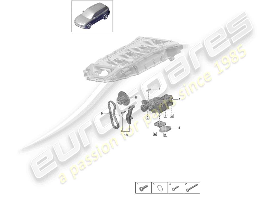 porsche 2021 (cayenne e3 9ya/9yb) oil pump parts diagram