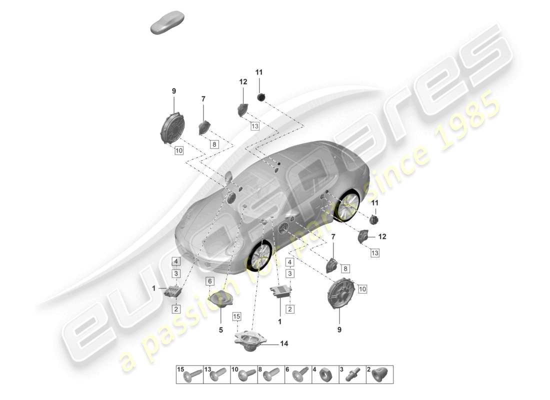 porsche 2024 (992-1) loudspeaker part diagram