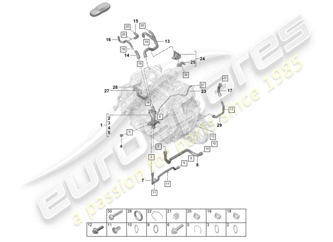 porsche 2026 (992-2) coolant cooling system distributor for coolant engine part diagram