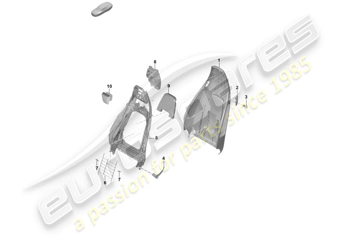 porsche 2019 (718 cayman gt4) backrest shell sports seat plus accessories backrest frame part diagram