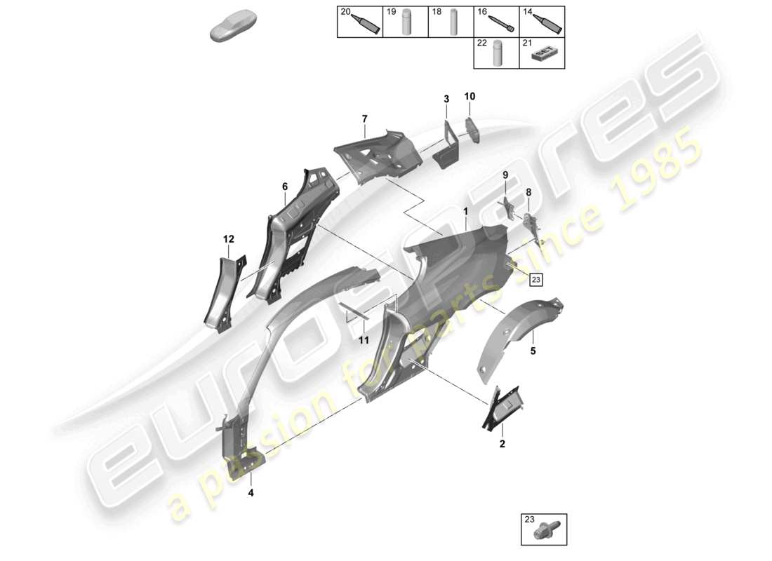 porsche 2021 (718 cayman gt4) side part parts diagram