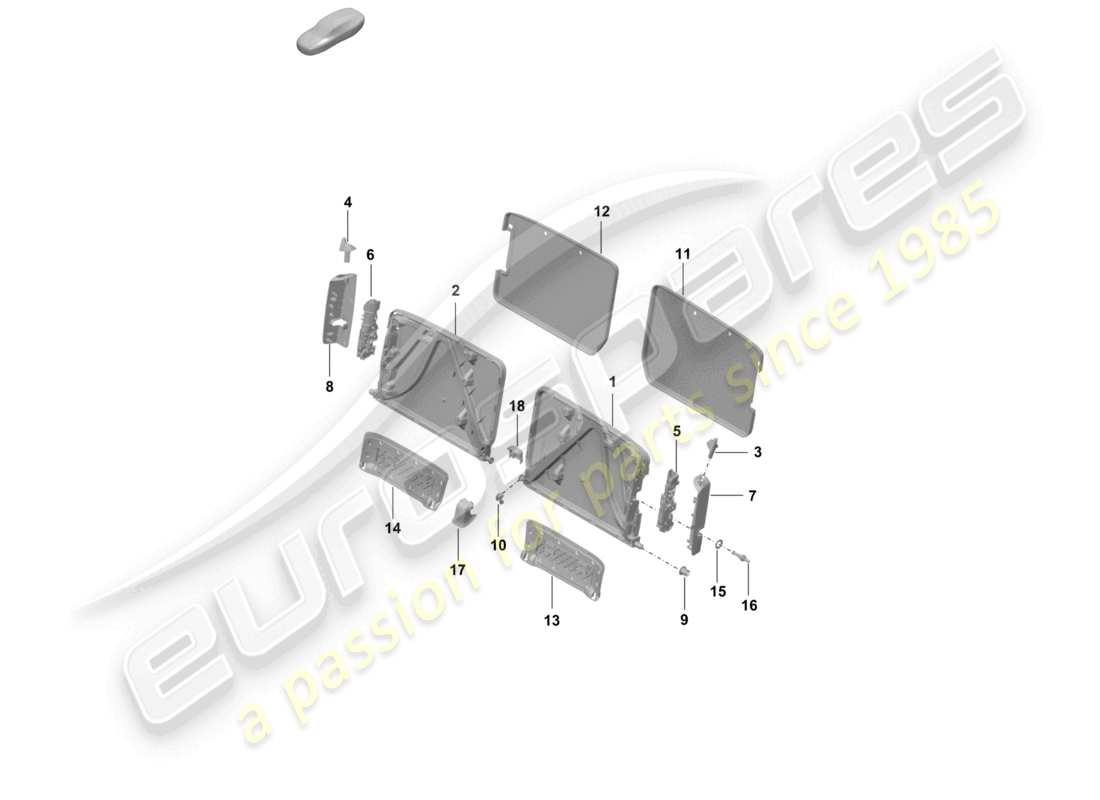 porsche 2020 (992-1 turbo / s) backrest frame part diagram