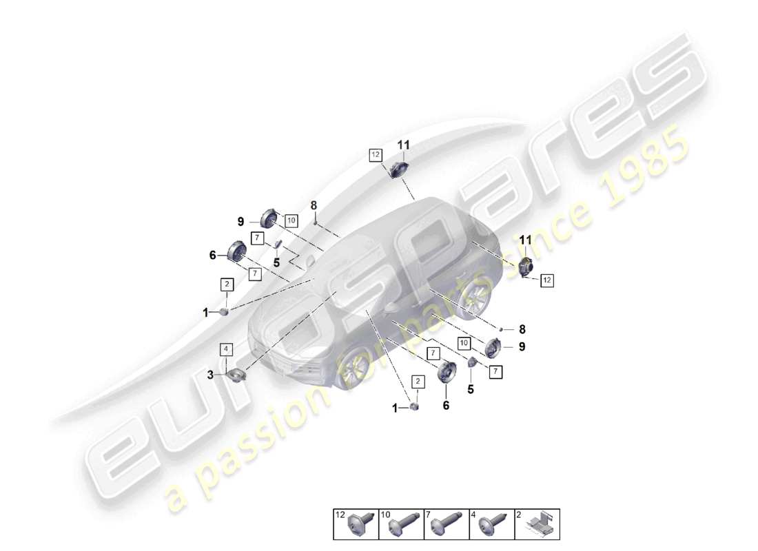 porsche 2025 (cayenne e3 pa) loudspeaker part diagram