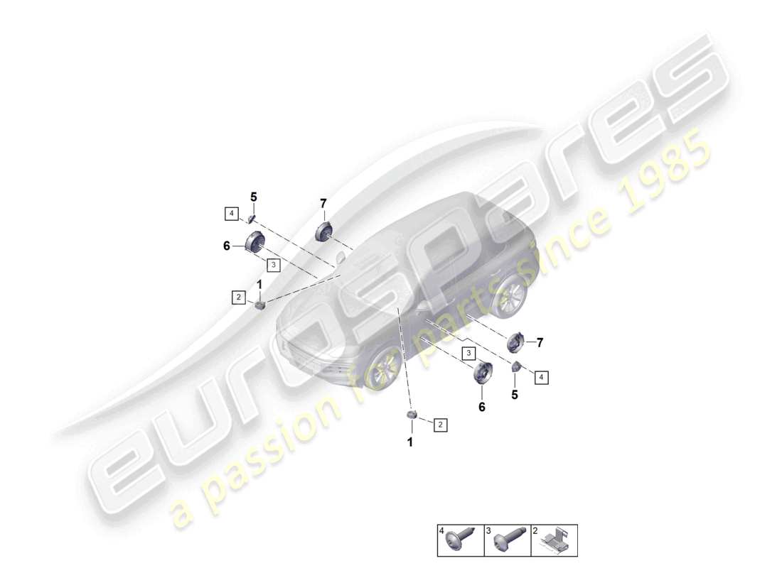 porsche 2025 (cayenne e3 pa) loudspeaker parts diagram