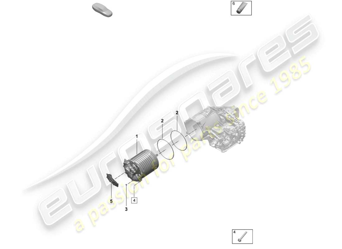 porsche 2024 (macan-e) traction motor for elec. drive rotor unit rear axle part diagram