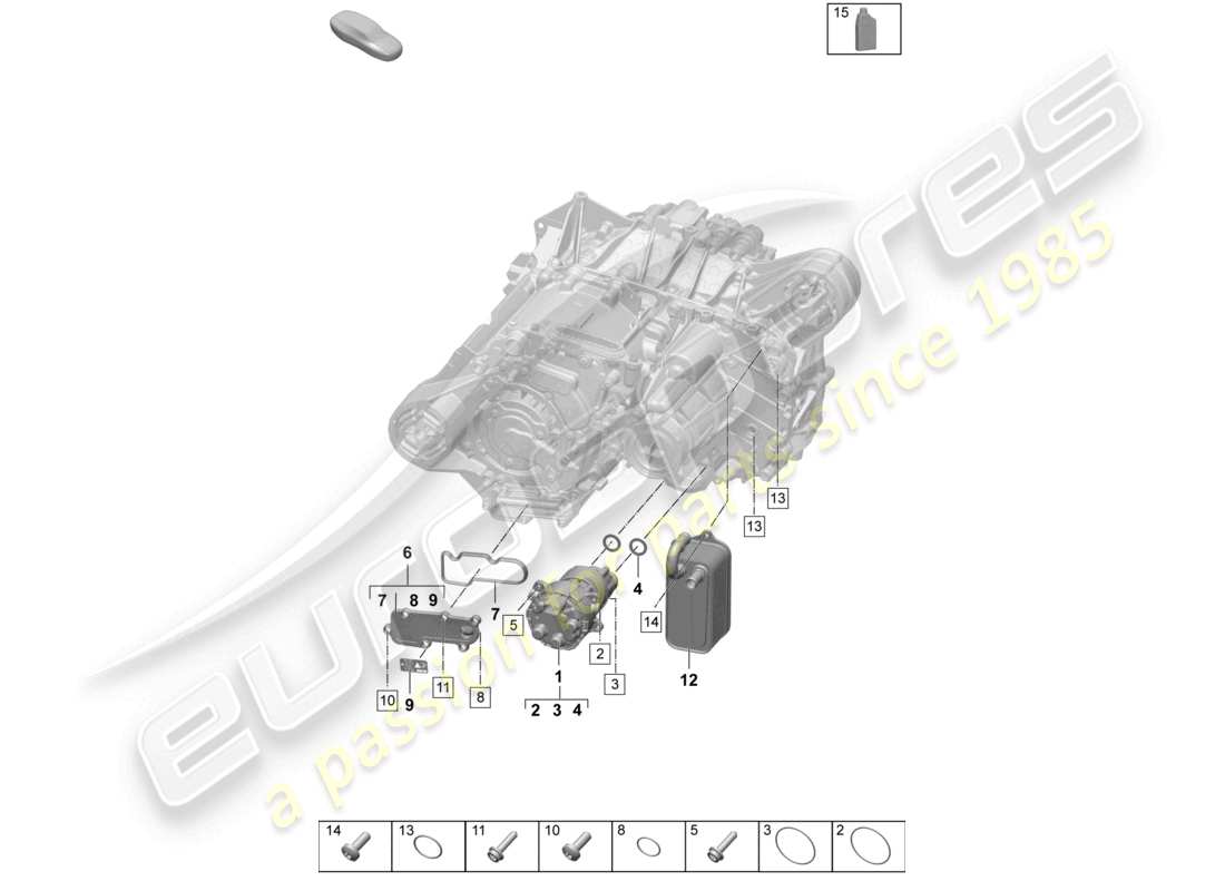 porsche 2024 (macan-e) traction motor for elec. drive front axle oil pump part diagram