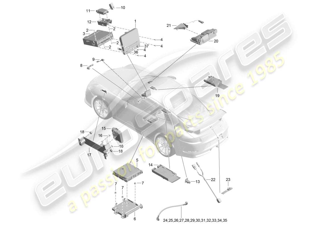 porsche 2021 (991-2 r/gt3/rs) display central computer navigation system tv microphone multimedia interface camera connecting line d - mj 2018>> part diagram