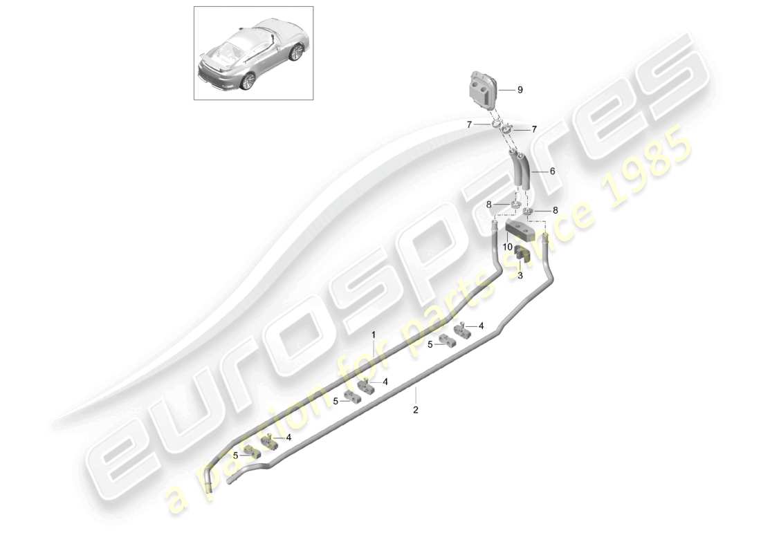 porsche 2021 (991-2 r/gt3/rs) heater supply pipe return line part diagram