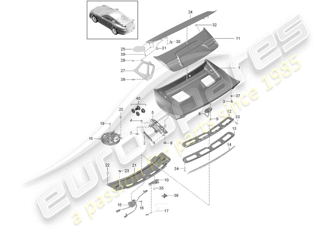porsche 2021 (991-2 r/gt3/rs) rear spoiler rear d >>- mj 2017 part diagram