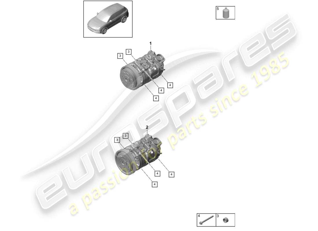 porsche 2022 (cayenne e3 9ya/9yb) compressor air conditioning r134a part diagram