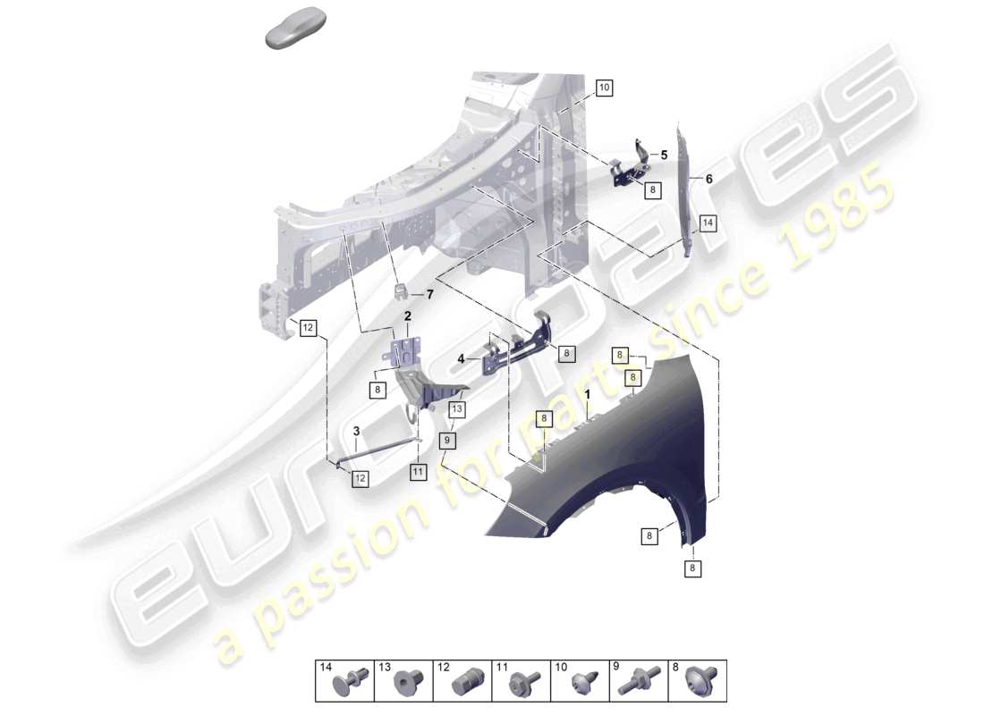 porsche 2025 (cayenne e3 pa) wing parts diagram