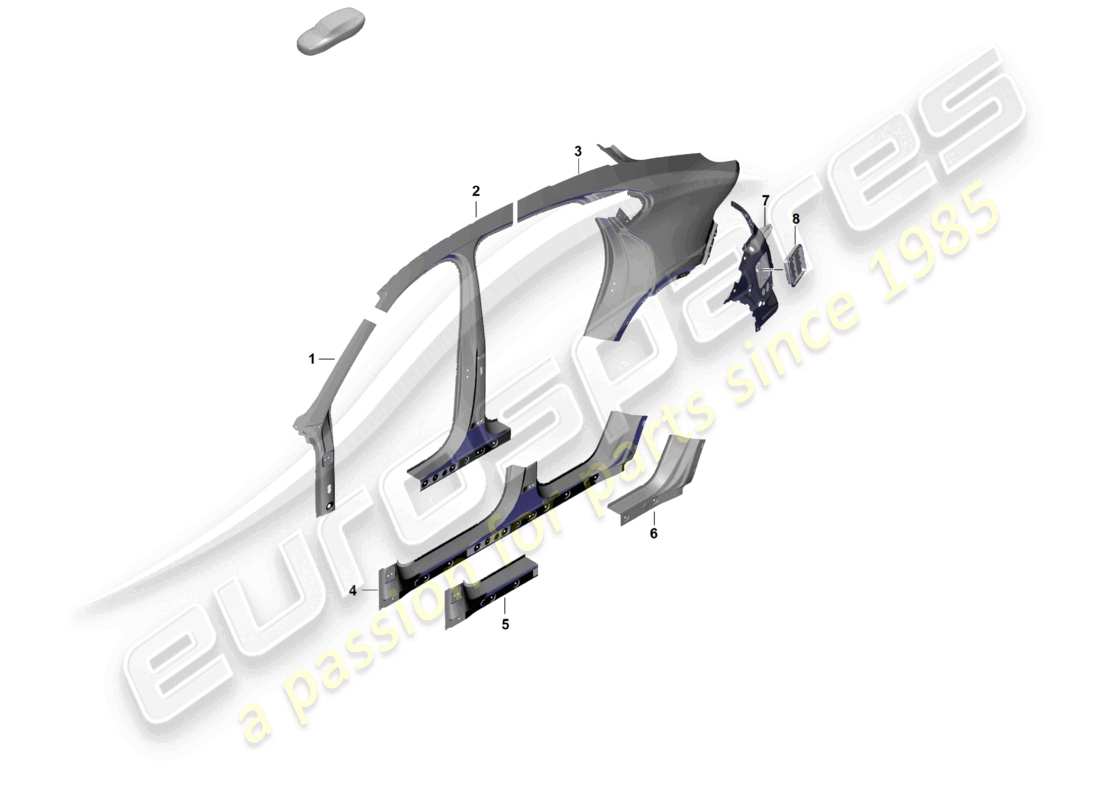 porsche 2024 (cayenne e3 pa) side part outer sectional part - side panel coupe part diagram